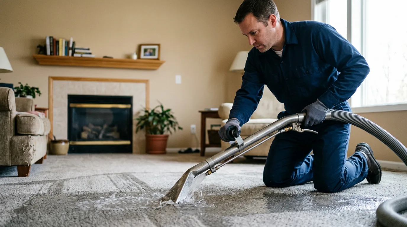 Water damage restoration technician working near Andover, NH